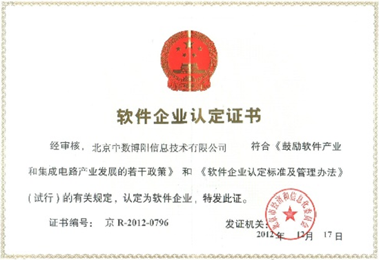 博阳双软企业证书